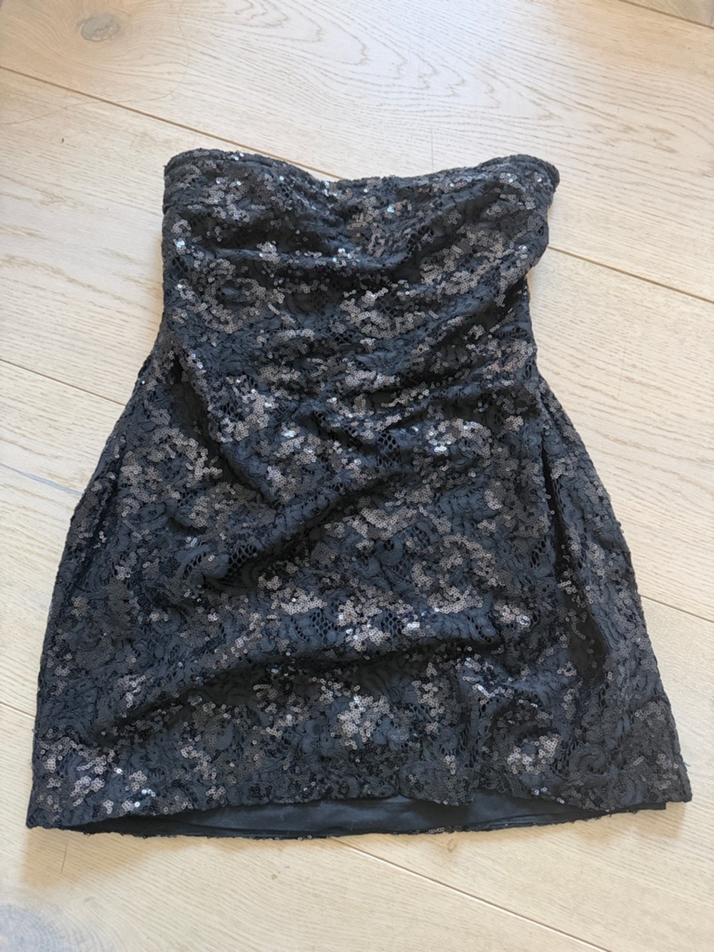 Free People Black Sequin Strapless Mini Dress, Size Small - Picture 3 of 12